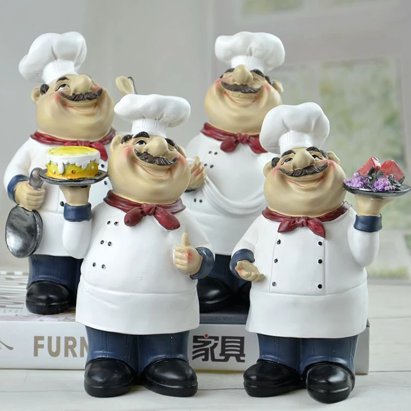 

Resin Chef Figures Decorative Ornaments,Kitchen Decor,Cook Coffee Bar Statue, French Chef Figurines