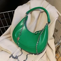 women shoulder bags 2022 pu leather handbags female shopper purses new fashion casual solid color pearl chain underarm hobo bags