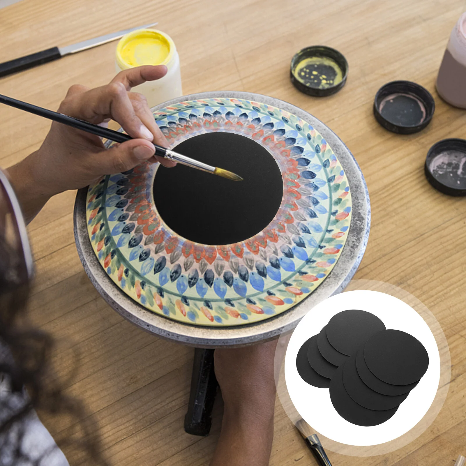 

8 Pcs Mandala Drawing Board Panels Black Paper Kit Painting Paperboard Jam