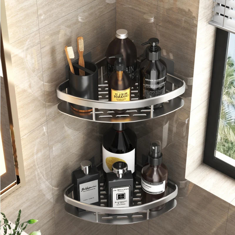 Bathroom Shelves Set Punch-free Triangle Corner Shelf Shower Storage Rack Shampoo Holder Toilet Organizer Bathroom Accessories