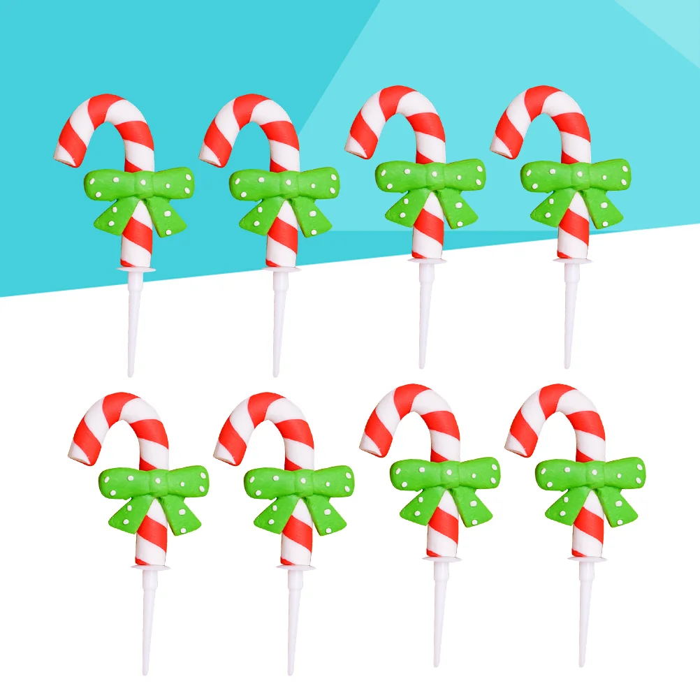 

8PCS Christmas Cake Decoration Delicious Polymer Clay Cake Cupcake Decor Picks Ornaments for Party