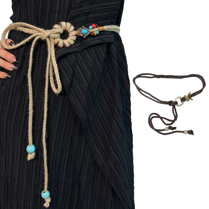 

Multi-type Can Choose Bohemian Style Waist Belt Women Elastic Belt Weave Braided Belt Thin Waistband Colorful Waist Rope