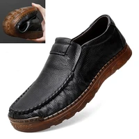 2022 fashion mens casual leather shoes lightweight soft flats outdoor slip on driving shoes classic moccasins loafers big size