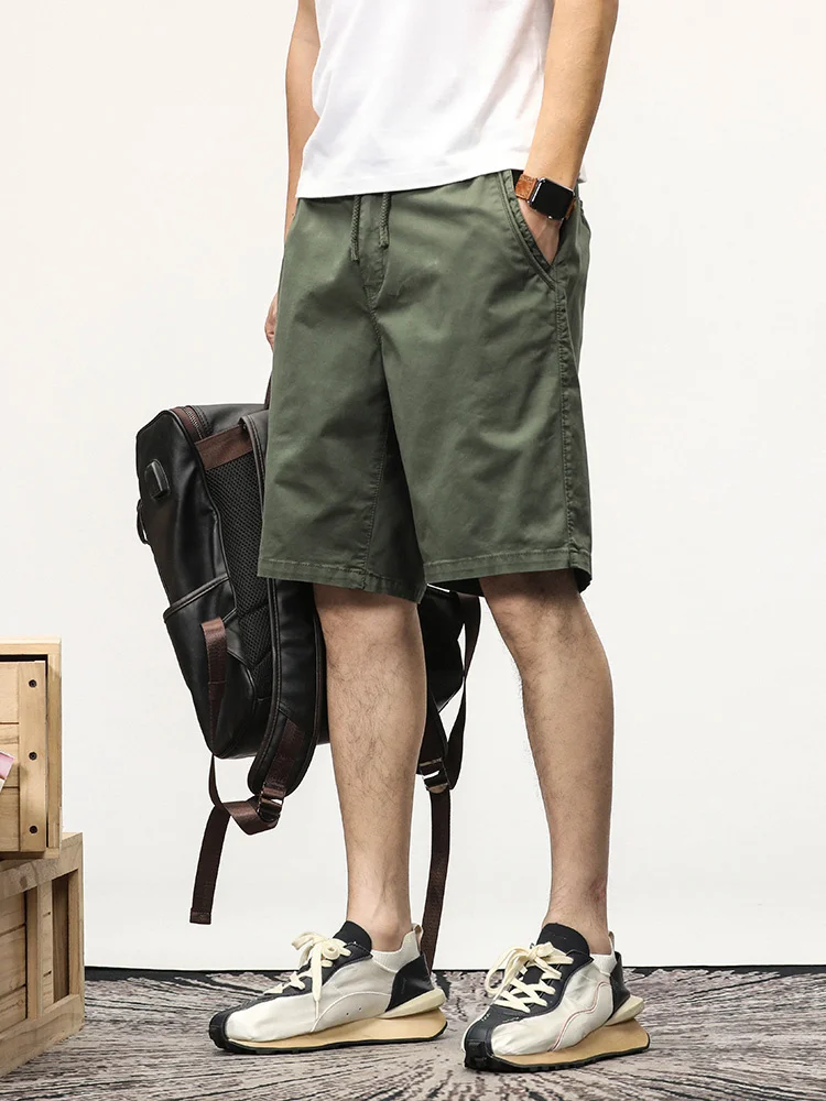 

Summer Casual Sorts Men Stretc Cotton Drawstrin Solid Workwear Strait Caro Sorts Male Loose Bermuda Sort Pants