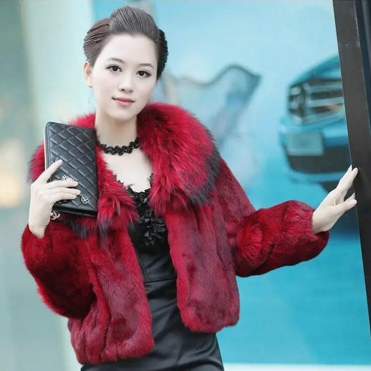 

Fashion Warm Real Fur Coat Winter Jacket 2022 Women New Luxury Natural Rex Rabbit Fur Thick Genuine Pure Fur Overcoat C17