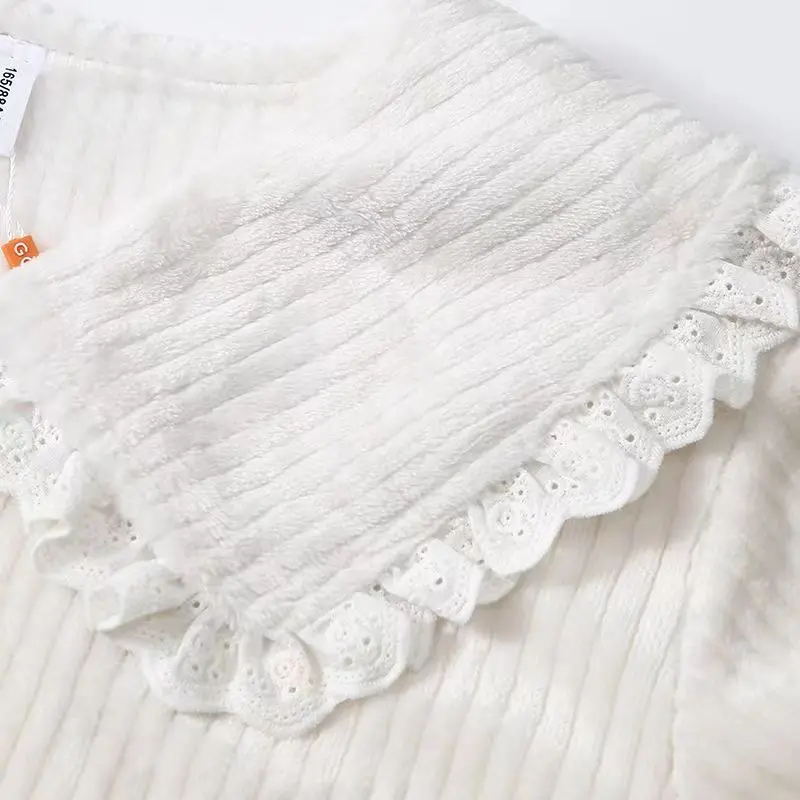 Coral Fleece Pajamas Sets For Women Autumn Winter Thick Warm Sweet Cute Sleepwear Flannel Lounge Wear Coral Velvet Home Clothes