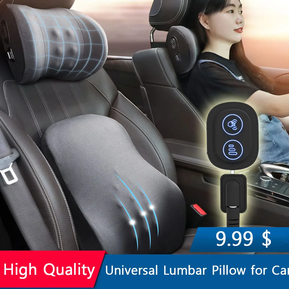 

Car Neck Massage Pillow Lumbar Support Cushion Auto Seat Travel Relax Head Waist Support Auto Accessories Universal Headrest