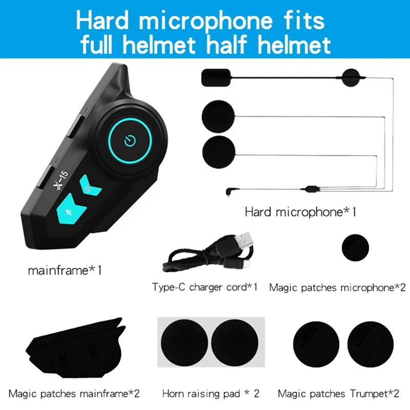 

X-15 Helmet Bluetooth Headset Motorcycle Bluetooth Headset Riding HD Call Headset IP65 Waterproof Headset