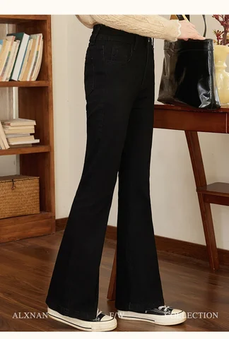 ALXNAN черные расклешенные джинсы  L50607