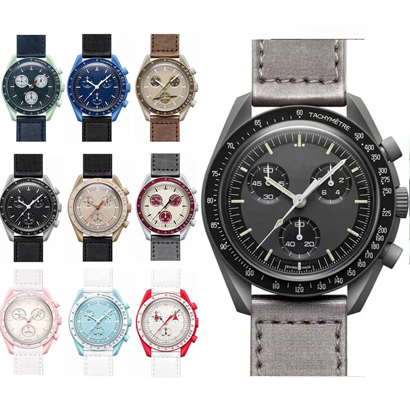 

Роскошные светящиеся модные мужские дизайнерские кварцевые часы Speedmaster 2022, высококачественные женские часы Swatch для пар, часы Moon, часы Aaa