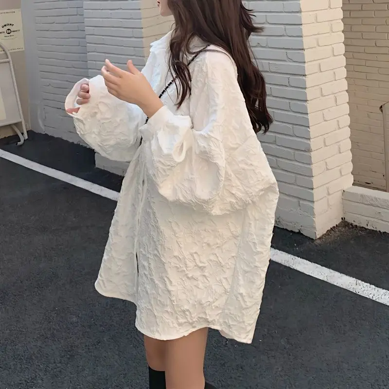 

Свободная Женская одежда, модные рубашки, подходящие ко всему, в уличном стиле, минималистичные базовые женские блузы, весенние повседневные топы в стиле бойфренда