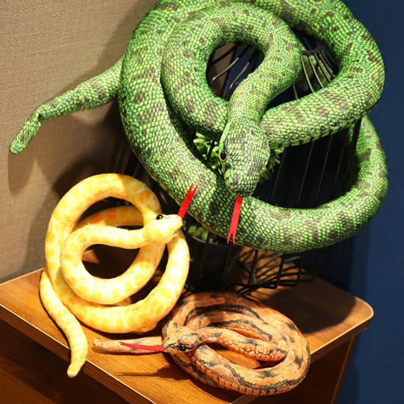 Искусственный Питон Плюшевая Игрушка Длинная Желтая Оранжевая Зеленая