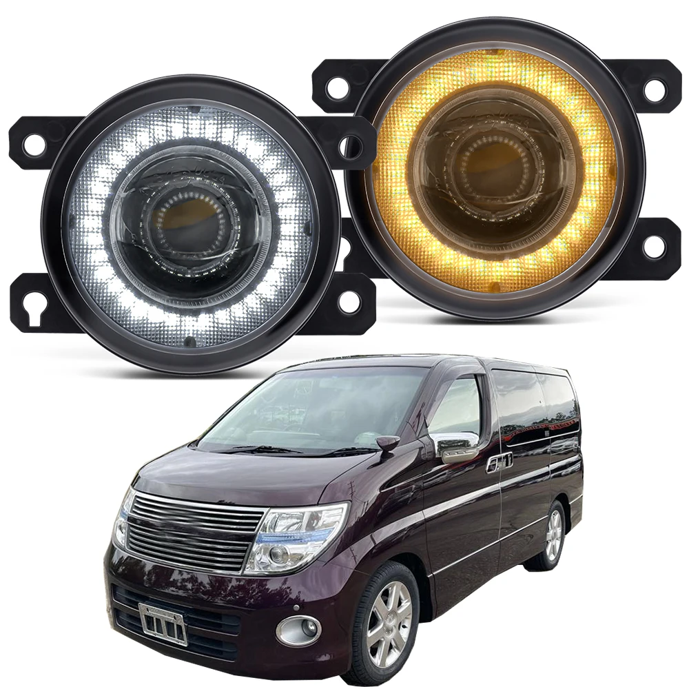 

2 X Fog Light Assembly 30W Car LED Lens Angel Eye Daytime Light DRL 4000LM For Nissan Elgrand Highway Star E51 2005-2009