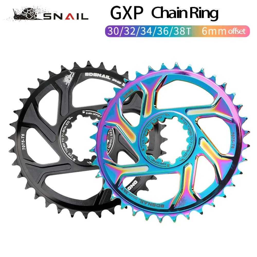

Передняя звезда SNAIL MTB GXP, с узким и широким смещением, 6 мм, одинарная горная звезда 32/34/36/38T для XX1 X9 XO X01 Iamok, коленчатая цепь, кольцо