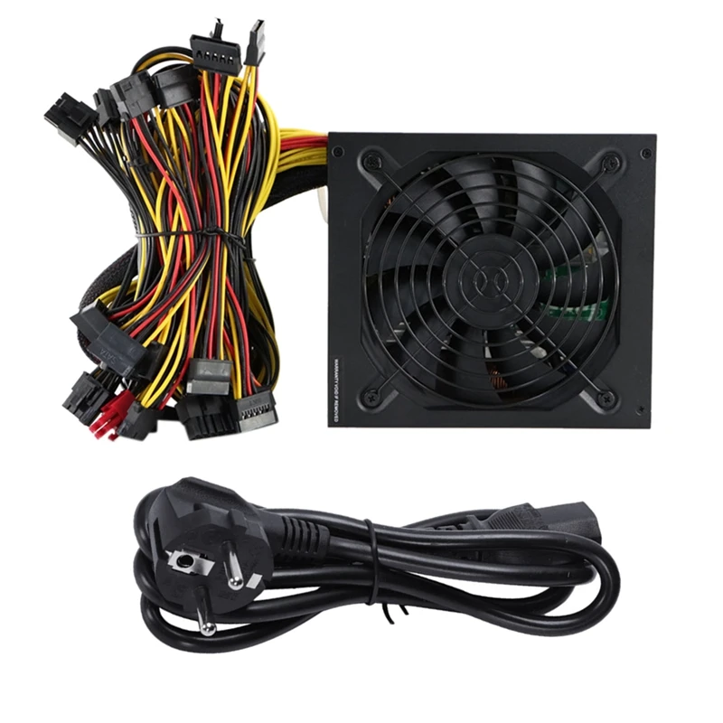 

EU Plug 1600W Mining Power Supply Support 6 GPUS GPU Mining Rig, For ETH Bitcoin Ethereum Miner With Power Cable