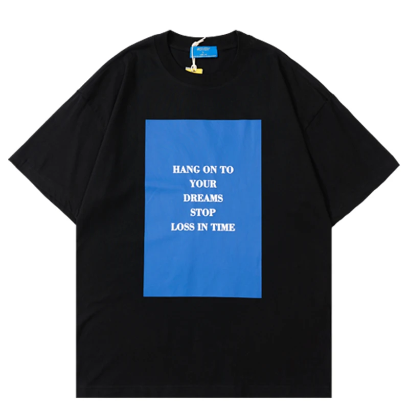 

Men ADVERTISING Print Tee Shirt 22SS Unisex Short Sleeve 100%Cotton t shirts Oversize O-neck Loose Blue Tops Tee футболка