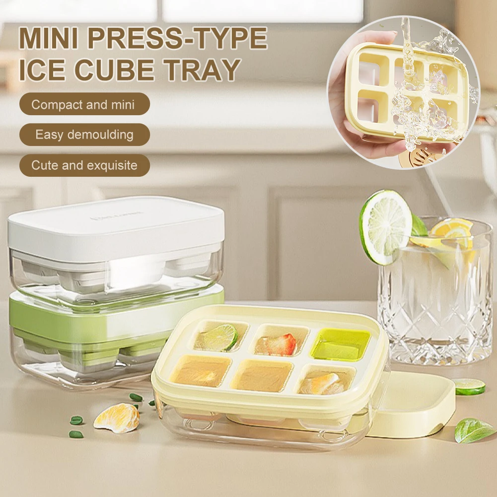 

Mini Ice Cube Tray Press Type Ice Cube Maker with Lid Easy Demould DIY Ice Tray Making Mold Storage Box for Whiskey Coffee Juice