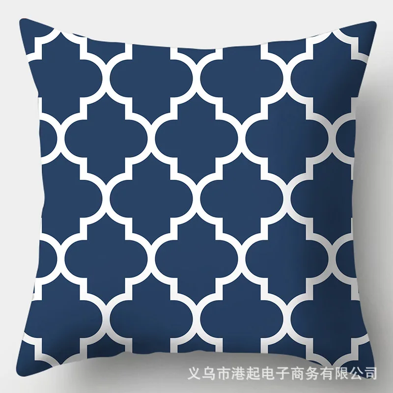 

2023 Blue Striped Plaid Peach Skin Velvet Pillowcase Sofa Pillowcase Cushion Cover 28MQZZM01