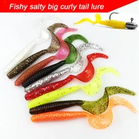worm curly soft bait 8cm 4 5g fishing lure jig wobblers silicone with salt smell artificial baits bass carp swimbaits