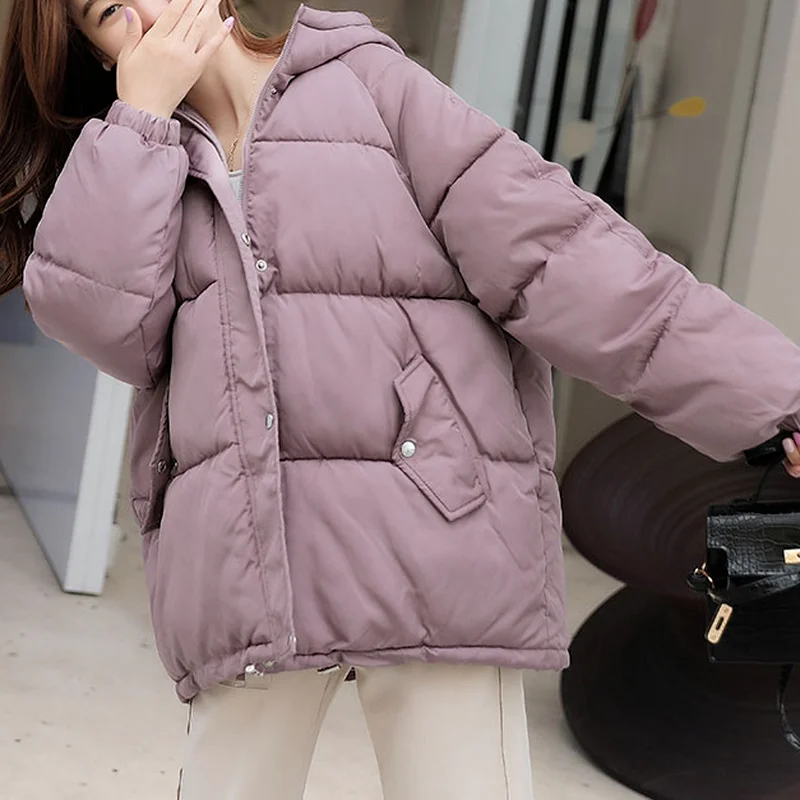 New Oversized Parka Warmth Thick Cotton Coat Loose Hooded Thickened Women's Autumn Winter Jacket 2021 Women Short Winter Jacket