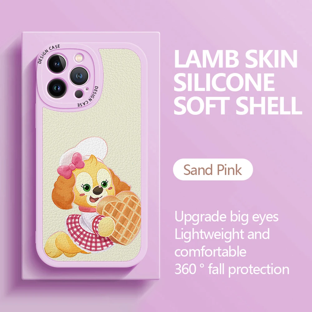 Чехол для iPhone D-Disney C-Cookieann 16 15 14 13 12 11 Pro Max 7 8 Plus XR X XS SE мягкий кожаный чехол