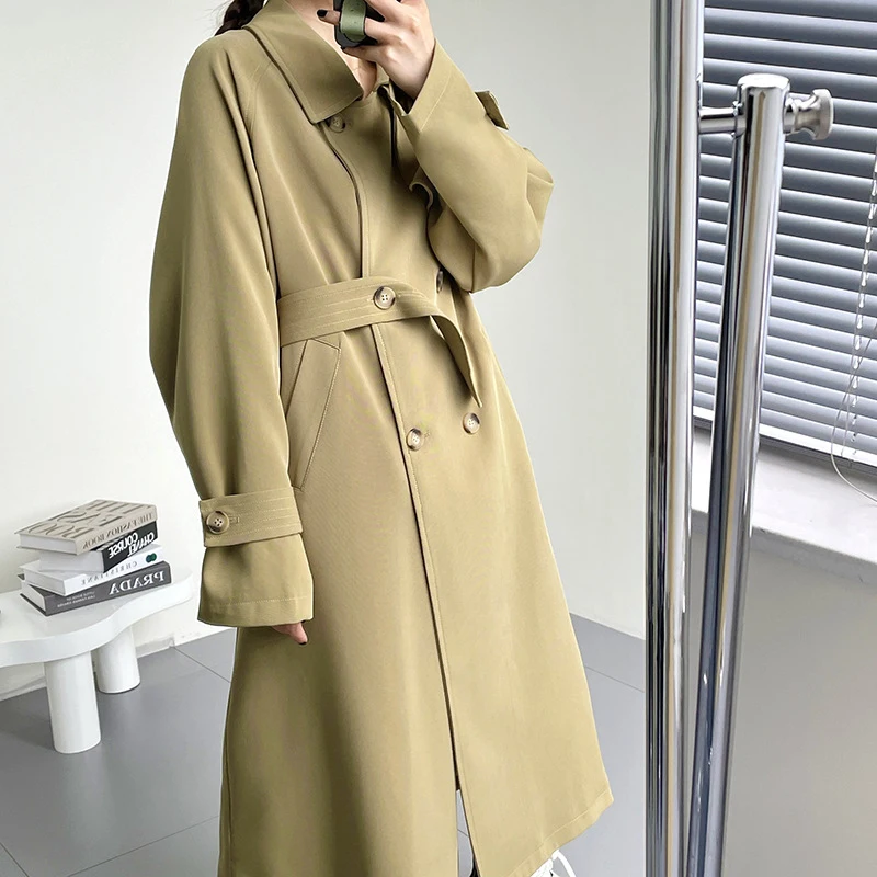 Trench Coat Women High Quality Double Breasted Loose Trench Jacket Women 2022 Spring Autumn Korean Fashion Elegant Coats Female