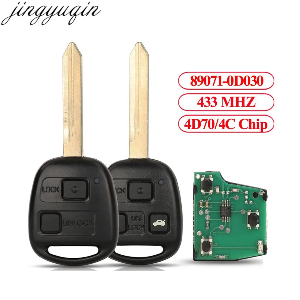

Jingyuqin 2/3 Button Remote Car Alarm Key Fob 433MHZ 4D70/4C Chip For Toyota Avensis 2003-2007 Yaris 2003-2010 89071-0D030 TOY47