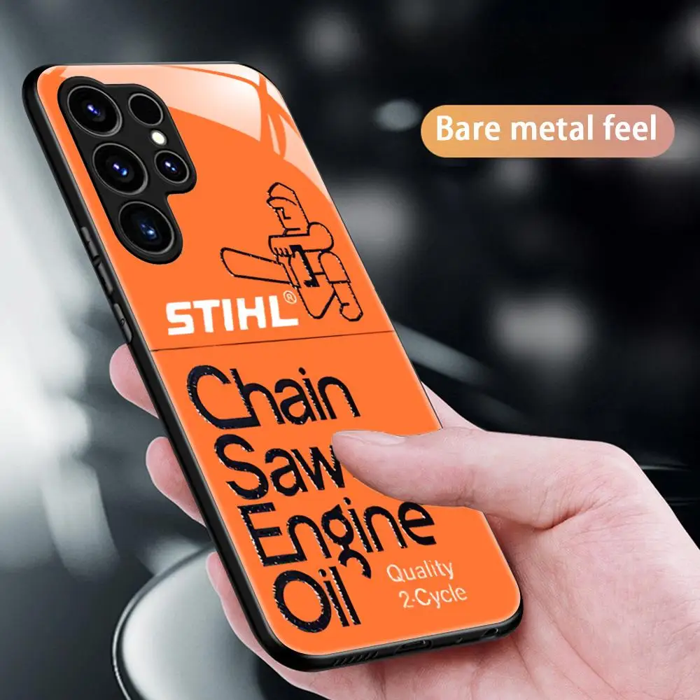 Фото Брендовый чехол для телефона S-STIHL LOGO Cool Tool для Samsung S25 S24 S23 S22 S21 S20 Plus Ultra Note20, стеклянный магнитный чехол №4