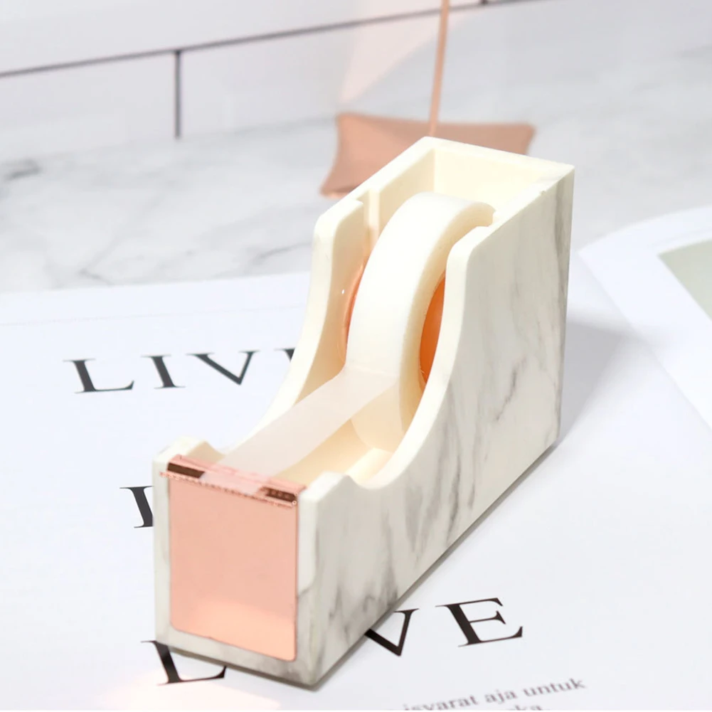 

Stand Tape Dispenser Stationery Durable Metal Core Holder Portable Cutter School Marble Texture Home Office Desktop Tool Gift