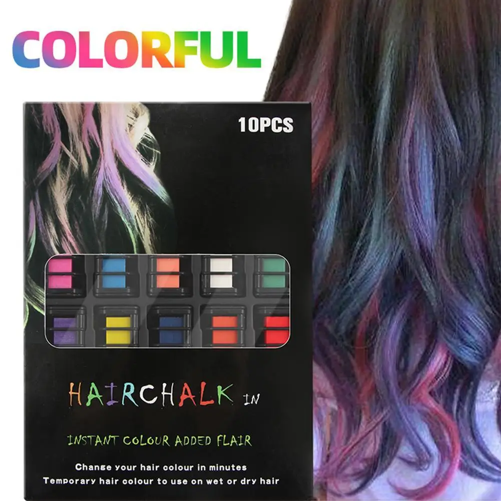 

10 шт. цветной мел для волос, модная цветная тушь для ресниц, мелки для окрашивания волос, мгновенная краска для волос, искусственная краска для волос для девушек