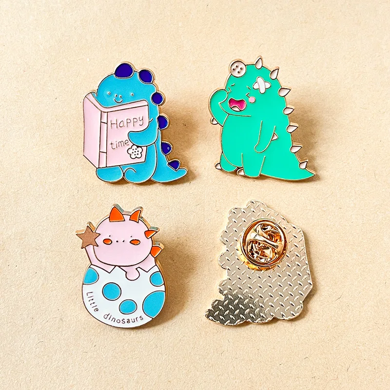 Эмалированные заколки в виде маленького динозавра милые значки с отворотами