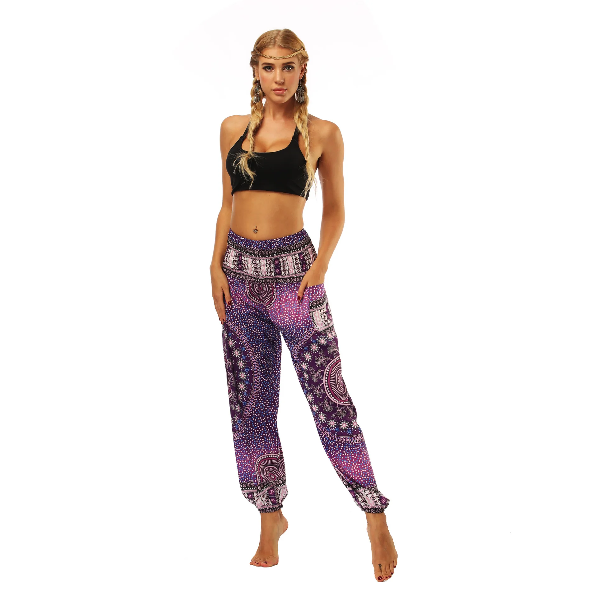 

Summer Women's Bohemian Bloomers 3D Printed Casual Loose Yoga Sport Pants Digital Thai Indonesian Style Sweatpants Trousers New