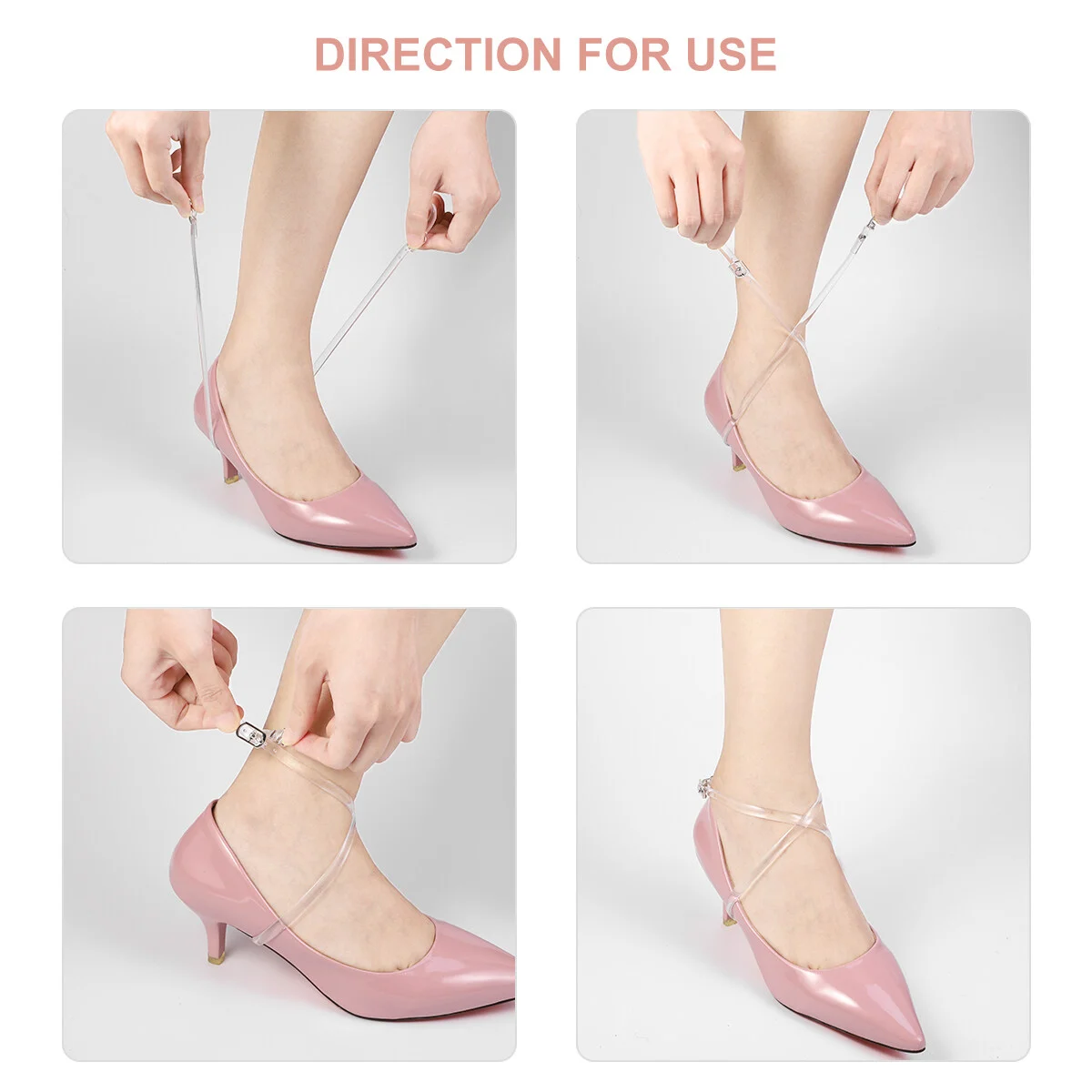 Transparent Heels Shoe Womens Detachable Straps Extender with Buckle Anti- loose Shoelace Accessories  ( 1 Pair )