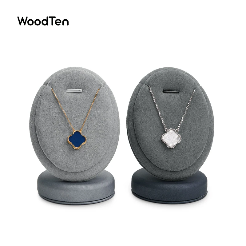

WoodTen Jewelry Display Rack for Necklace Jewelry Accessories with Microfiber PU Leather Pendant Showing Shelf