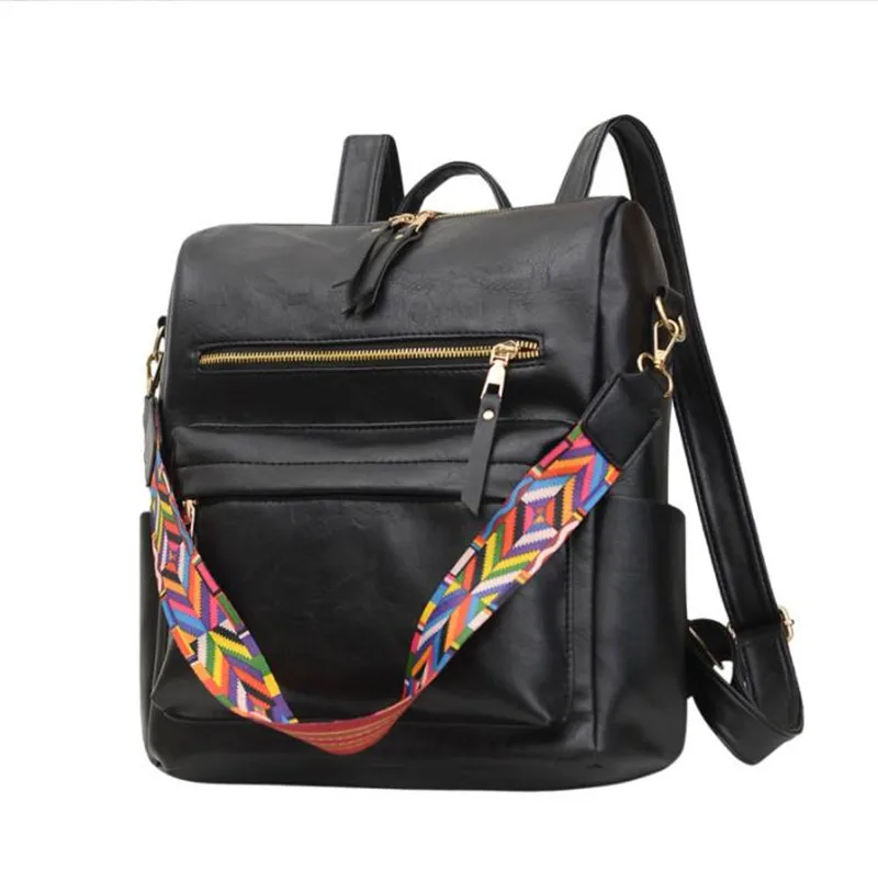 

Frosted PU Soft Surface Multi-Purpose Woman Backpack Retro Shoulder Bag Lady Large-Capacity Printed Backpacks Schoolbag