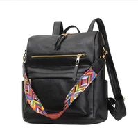 frosted pu soft surface multi purpose woman backpack retro shoulder bag lady large capacity printed backpacks schoolbag