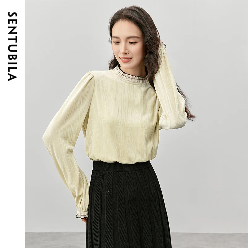 SENTUBILA пуловеры с оборками для женщин осень-зима 2023 повседневные элегантные