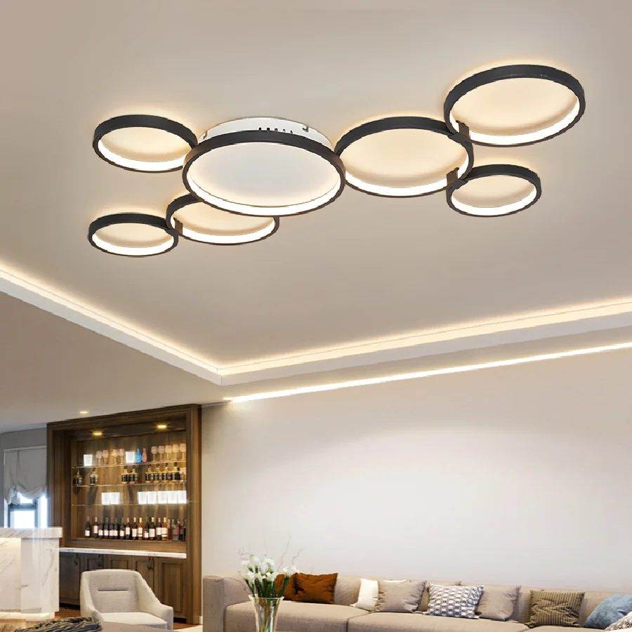 

Circel Rings Modern Led Ceiling chandelier lights indoor lighting led luminaria abajur chandelier Fixtures90-260V