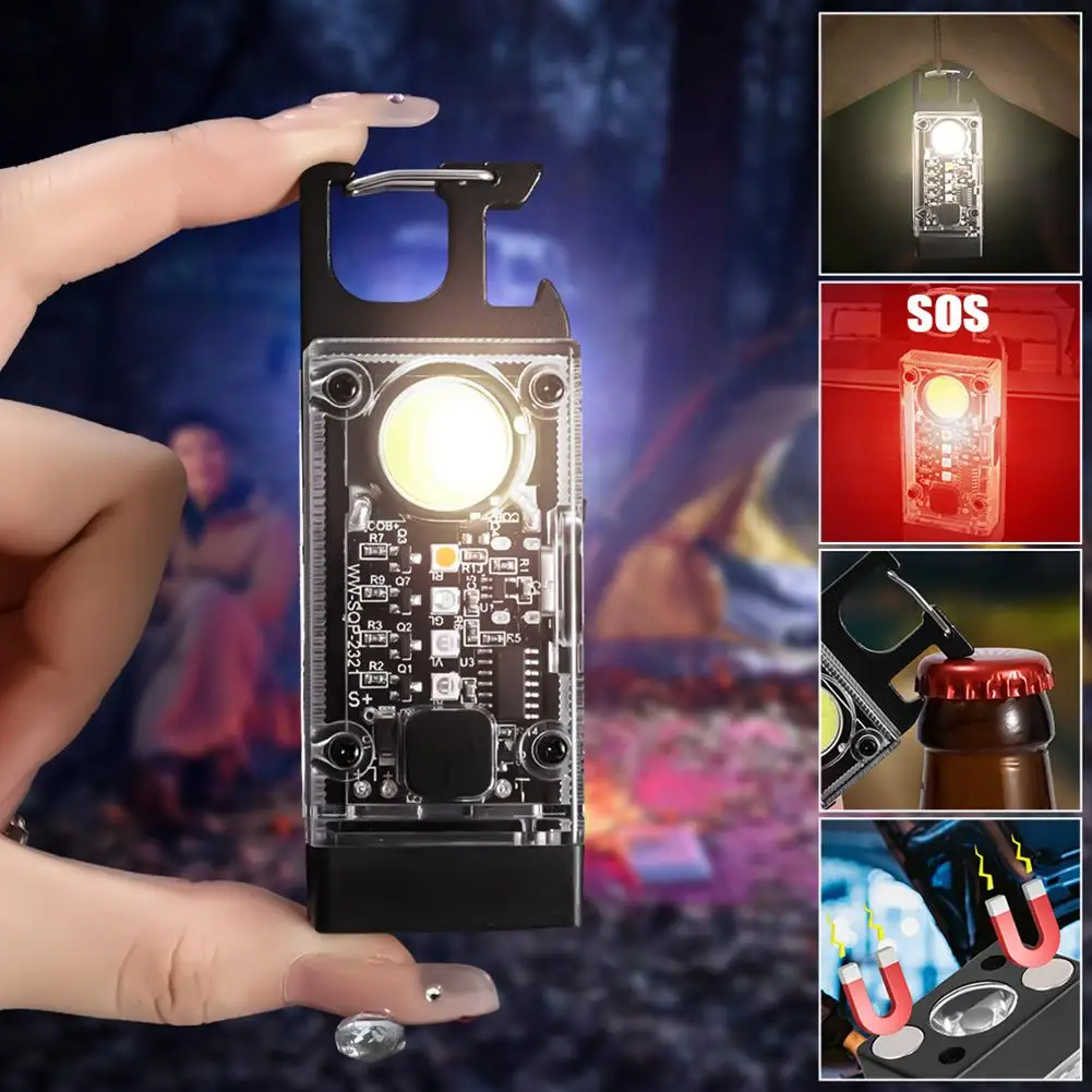 

Small Powerful Keychain Flashlight 1000LM Super Bright LED Work Light Portable Pocket Torch With Bottle Opener Magnet Base