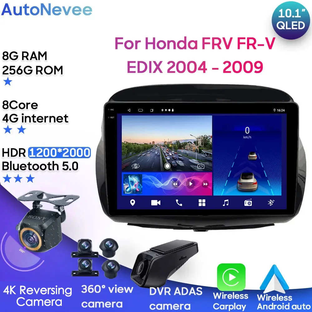 Для Honda FRV FR-V EDIX 2004-2009 Android 13 Автомобильный головное устройство Мультимедийный