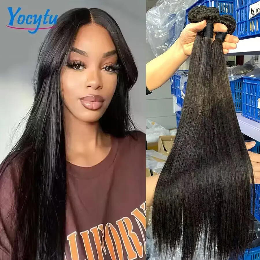 18 24 Inches Bundles Human Hair YOCYTU 100% Straight Human Hair Bundles Brazilian Weave Bundles Human Hair Extension For Women On Sale
