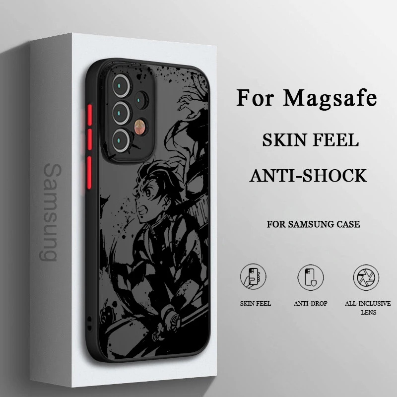 

Kamado tanjiro Demon Slayer Phone Case For Samsung A71 A70 A50 A52 A51 A42 A32 A22 A21S A12 A33 A53 Frosted Translucent