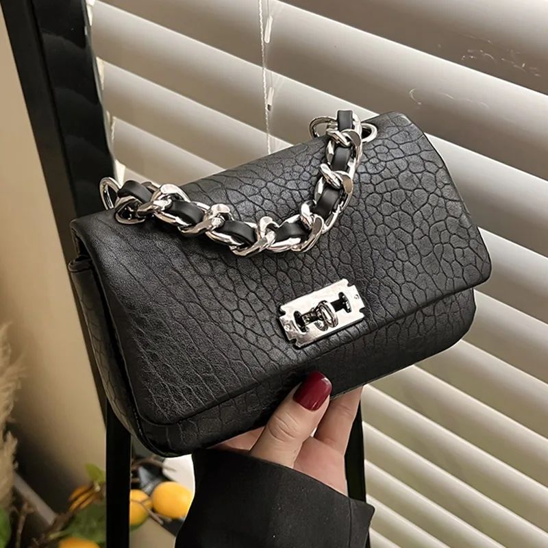 

2022 Elegant Women Soft Leather Messenger Bag Black Shoulder Bags Prom Clutch Chain Crossbody Bags Female Handbag Bolsa Feminina