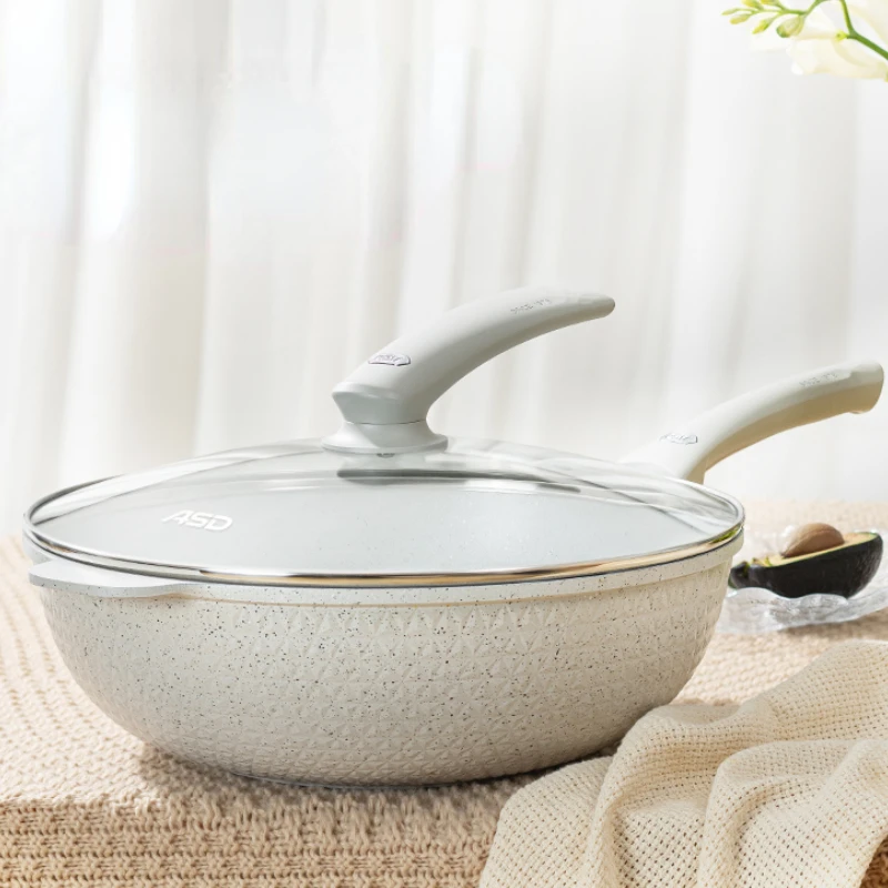 

Cookware Aluminum Alloy Wok Cooking Pot Cooktop White Non Stick Wok Pan Frying Pan Wok Chino Kitchen Accessories ollas de cocina
