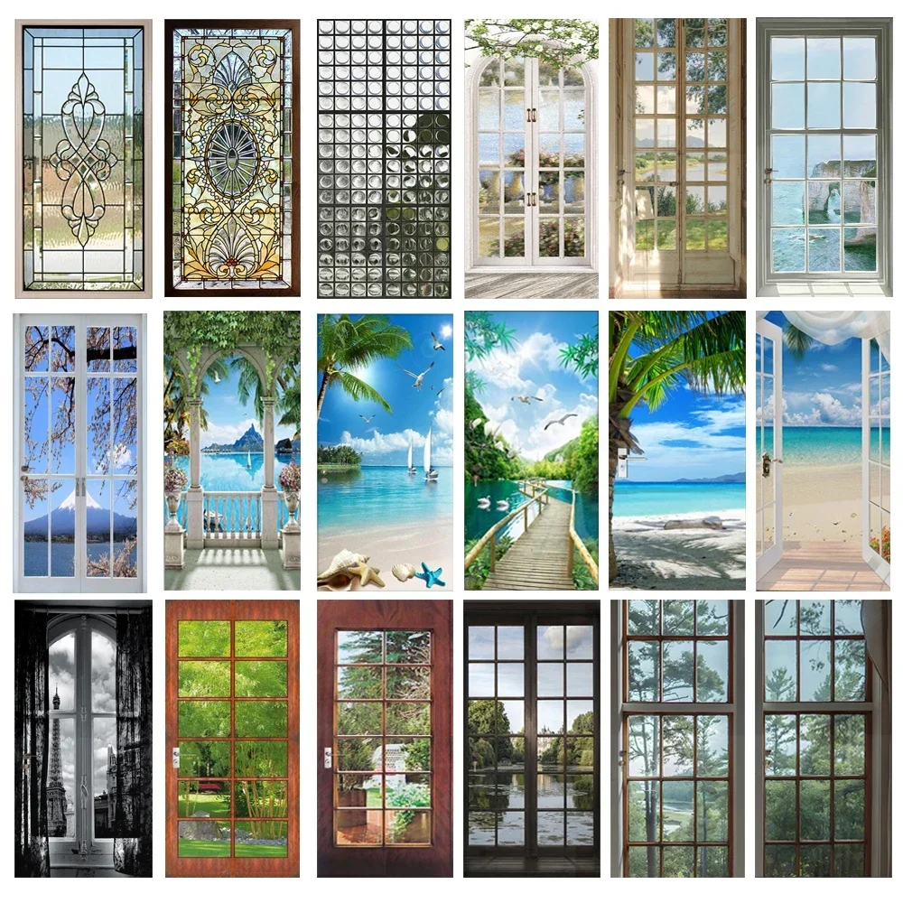 Стеклянный внешний пейзаж дверная наклейка пляжная фреска украшение обои плакат