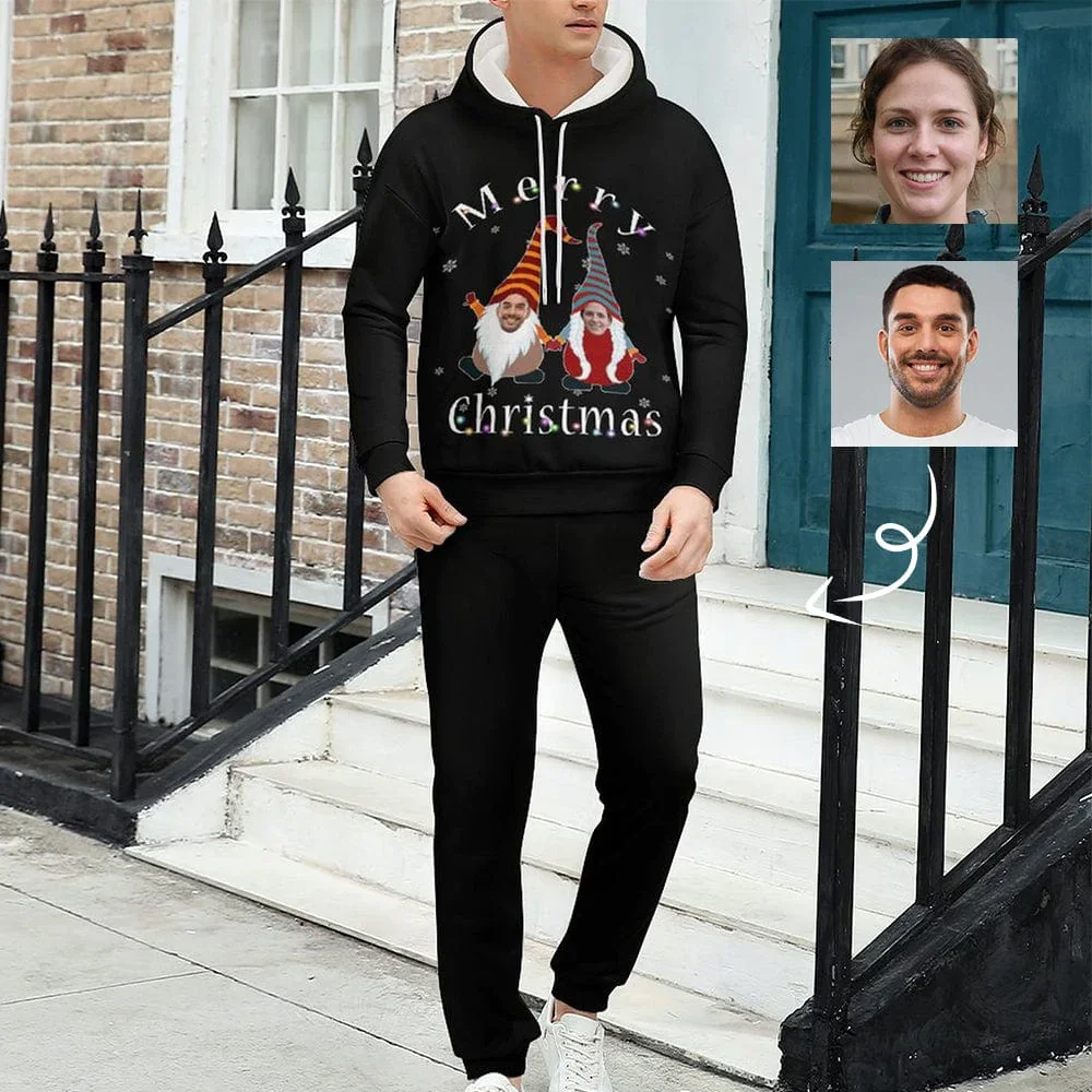 

Custom Sweatpants and Hoodies Merry Christmas Personalized Faces Men's All Over Print Hoodie Sweatpant Set