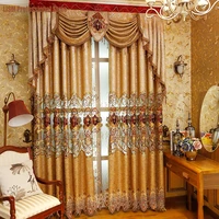 european style curtains for living dining room bedroom chenille blackout embroidered high grade gold luxury villa extravagance
