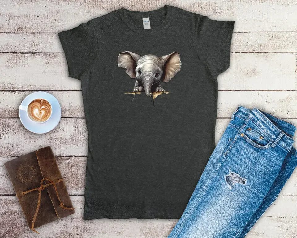 Женская облегающая футболка Peeking Elephant размеры Small-2XL