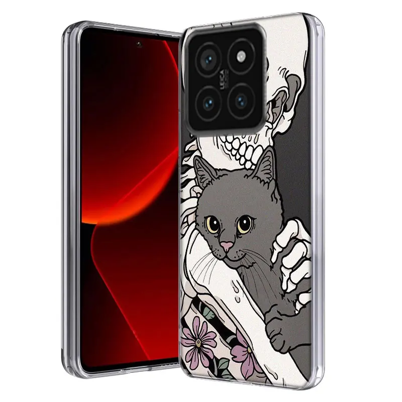 Прозрачный чехол для телефона Skull Cat Skeleton Dog Xiaom Mi 12 12T 11T 10T 9T 13 11 10 9 8 Lite CC9 CC9E Pro 6X 5X A1 A2