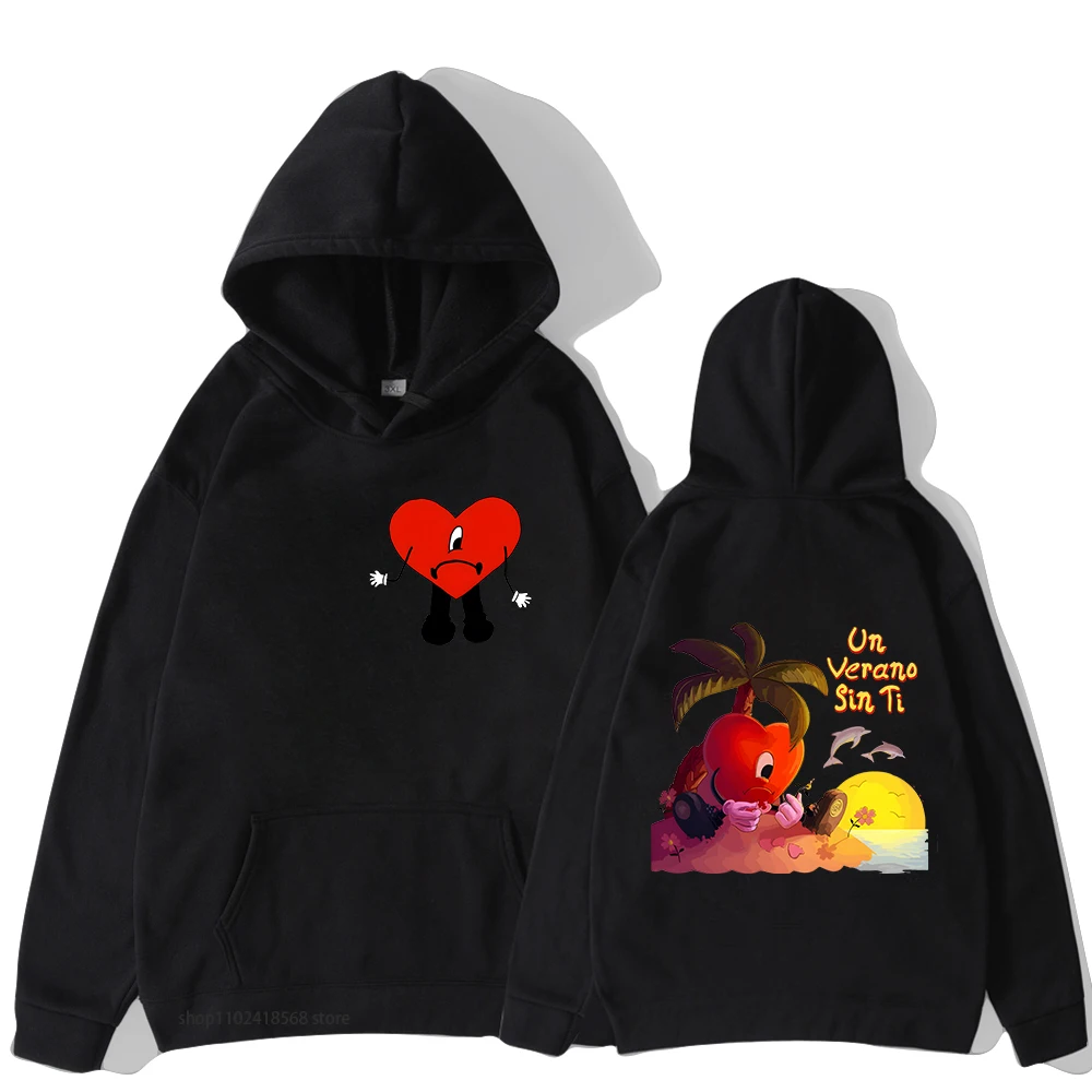 

Bad Bunny Hoodies UN VERANO SIN TI Sweatshirts Music Album Clothes Love Eyes Graphic Streetwear Men Oversized Top Women Sudadera